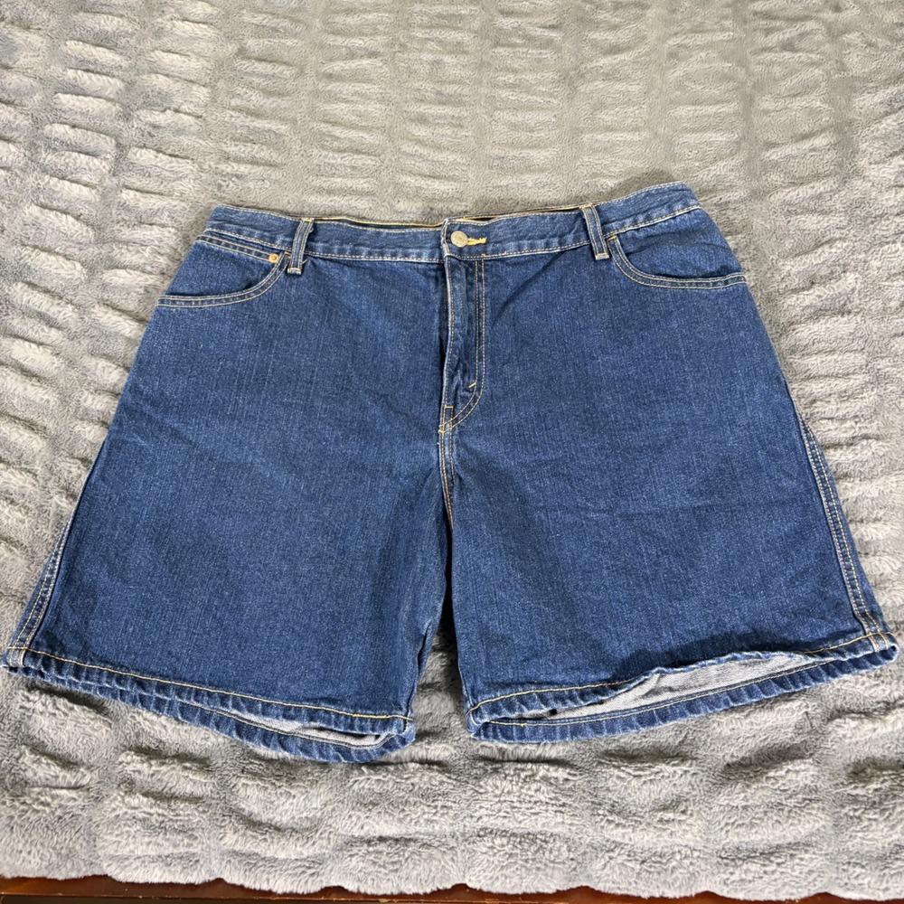 Levis 550 Relaxed Fit Denim Shorts Womens 18 Dark Wash High Rise Blue Cotton
